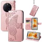 For Huawei Mate 50 Pro Butterfly Love Flower Embossed Leather Phone Case(Rose Gold) - 1