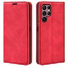 For Samsung Galaxy S23 Ultra 5G Retro-skin Magnetic Suction Leather Phone Case(Red) - 1