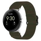 For Google Pixel Watch Nylon Stretch Black Buckle Watch Band(Green) - 1