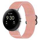 For Google Pixel Watch Nylon Stretch Black Buckle Watch Band(Pink) - 1