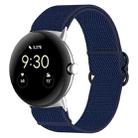 For Google Pixel Watch Nylon Stretch Black Buckle Watch Band(Blue) - 1