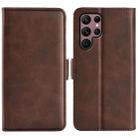 For Samsung Galaxy S23 Ultra 5G Dual-side Magnetic Buckle Leather Phone Case(Brown) - 1