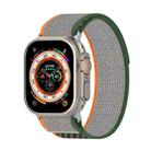 Double Color Nylon Hook and Loop Fastener Watch Band For Apple Watch Ultra 49mm(Orange+Army green) - 1