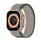 Double Color Nylon Hook and Loop Fastener Watch Band For Apple Watch Series 8&7 41mm / SE 2&6&SE&5&4 40mm / 3&2&1 38mm(Orange+Army green) - 1