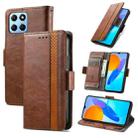 For Honor X8 5G CaseNeo Splicing Dual Magnetic Buckle Leather Phone Case(Brown) - 1