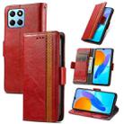 For Honor X8 5G CaseNeo Splicing Dual Magnetic Buckle Leather Phone Case(Red) - 1