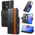 For OPPO Reno8 Pro CaseNeo Splicing Dual Magnetic Buckle Leather Phone Case(Black) - 1