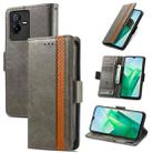 For vivo T2X 5G CaseNeo Splicing Dual Magnetic Buckle Leather Phone Case(Gray) - 1