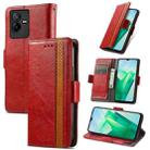 For vivo T2X 5G CaseNeo Splicing Dual Magnetic Buckle Leather Phone Case(Red) - 1