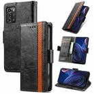 For ZTE Blade A72 4G CaseNeo Splicing Dual Magnetic Buckle Leather Phone Case(Black) - 1