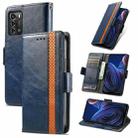 For ZTE Blade A72 4G CaseNeo Splicing Dual Magnetic Buckle Leather Phone Case(Blue) - 1