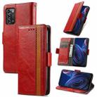 For ZTE Blade A72 4G CaseNeo Splicing Dual Magnetic Buckle Leather Phone Case(Red) - 1