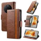 For Huawei Mate 50 Pro CaseNeo Splicing Dual Magnetic Buckle Leather Phone Case(Brown) - 1