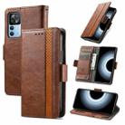 For Xiaomi Redmi K50 Ultra CaseNeo Splicing Dual Magnetic Buckle Leather Phone Case(Brown) - 1