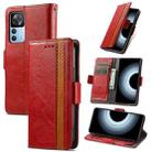 For Xiaomi Redmi K50 Ultra CaseNeo Splicing Dual Magnetic Buckle Leather Phone Case(Red) - 1