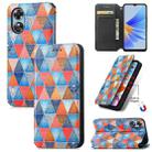 For OPPO A17 CaseNeo Colorful Magnetic Leather Phone Case(Rhombus Mandala) - 1