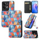 For OPPO Reno8 Pro CaseNeo Colorful Magnetic Leather Phone Case(Rhombus Mandala) - 1