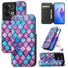 For OPPO Reno8 Pro CaseNeo Colorful Magnetic Leather Phone Case(Purple Scales) - 1