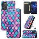 For ZTE Blade A72 CaseNeo Colorful Magnetic Leather Phone Case(Purple Scales) - 1