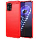 For Realme 10S 5G Brushed Texture Carbon Fiber TPU Phone Case(Red) - 1