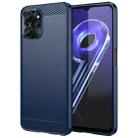 For Realme 10S 5G Brushed Texture Carbon Fiber TPU Phone Case(Blue) - 1