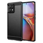 For Motorola Moto X40 Pro Brushed Texture Carbon Fiber TPU Phone Case(Black) - 1