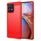 For Motorola Moto X40 Pro Brushed Texture Carbon Fiber TPU Phone Case(Red) - 1