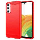 For Samsung Galaxy A34 5G Brushed Texture Carbon Fiber TPU Phone Case(Red) - 1