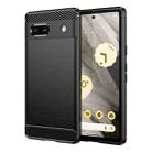 For Google Pixel 7a Brushed Texture Carbon Fiber TPU Phone Case(Black) - 1