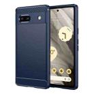 For Google  Pixel 7a Brushed Texture Carbon Fiber TPU Phone Case(Blue) - 1