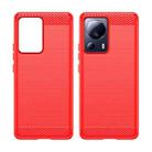 For Xiaomi 13 Lite Brushed Texture Carbon Fiber TPU Phone Case(Red) - 2