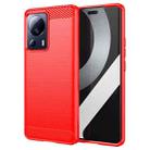 For Xiaomi Civi 2 Brushed Texture Carbon Fiber TPU Phone Case(Red) - 1