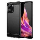 For OPPO Reno9 5G Brushed Texture Carbon Fiber TPU Phone Case(Black) - 1