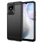 For vivo Y02 4G Brushed Texture Carbon Fiber TPU Phone Case(Black) - 1