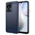 For vivo Y02 4G Brushed Texture Carbon Fiber TPU Phone Case(Blue) - 1