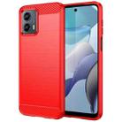 For For Motorola Moto G 5G 2023 Brushed Texture Carbon Fiber TPU Phone Case(Red) - 1