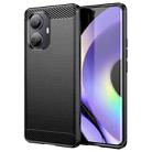 For Realme 10 Pro+ Brushed Texture Carbon Fiber TPU Phone Case(Black) - 1