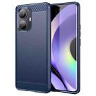 For Realme 10 Pro+ Brushed Texture Carbon Fiber TPU Phone Case(Blue) - 1