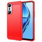 For Infinix Hot 20 Brushed Texture Carbon Fiber TPU Phone Case(Red) - 1