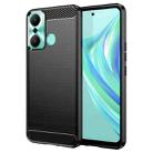 For Infinix Hot 20 Play Brushed Texture Carbon Fiber TPU Phone Case(Black) - 1