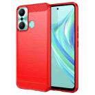 For Infinix Hot 20 Play Brushed Texture Carbon Fiber TPU Phone Case(Red) - 1