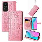 For Infinix Note 11 Cute Cat and Dog Embossed Leather Phone Case(Pink) - 1