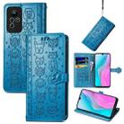 For Infinix Note 11 Cute Cat and Dog Embossed Leather Phone Case(Blue) - 1