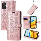 For Xiaomi Poco M5 Cute Cat and Dog Embossed Leather Phone Case(Rose Gold) - 1
