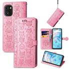 For UMIDIGI A13S Cute Cat and Dog Embossed Leather Phone Case(Pink) - 1