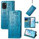 For UMIDIGI A13S Cute Cat and Dog Embossed Leather Phone Case(Blue) - 1