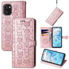 For UMIDIGI A13S Cute Cat and Dog Embossed Leather Phone Case(Rose Gold) - 1