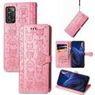 For ZTE Blade A72 4G Cute Cat and Dog Embossed Leather Phone Case(Pink) - 1