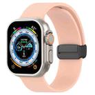 Magnetic Black Buckle Smooth Silicone Watch Band For Apple Watch Ultra 49mm(Pink) - 1