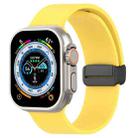 Magnetic Black Buckle Smooth Silicone Watch Band For Apple Watch Ultra 49mm(Yellow) - 1